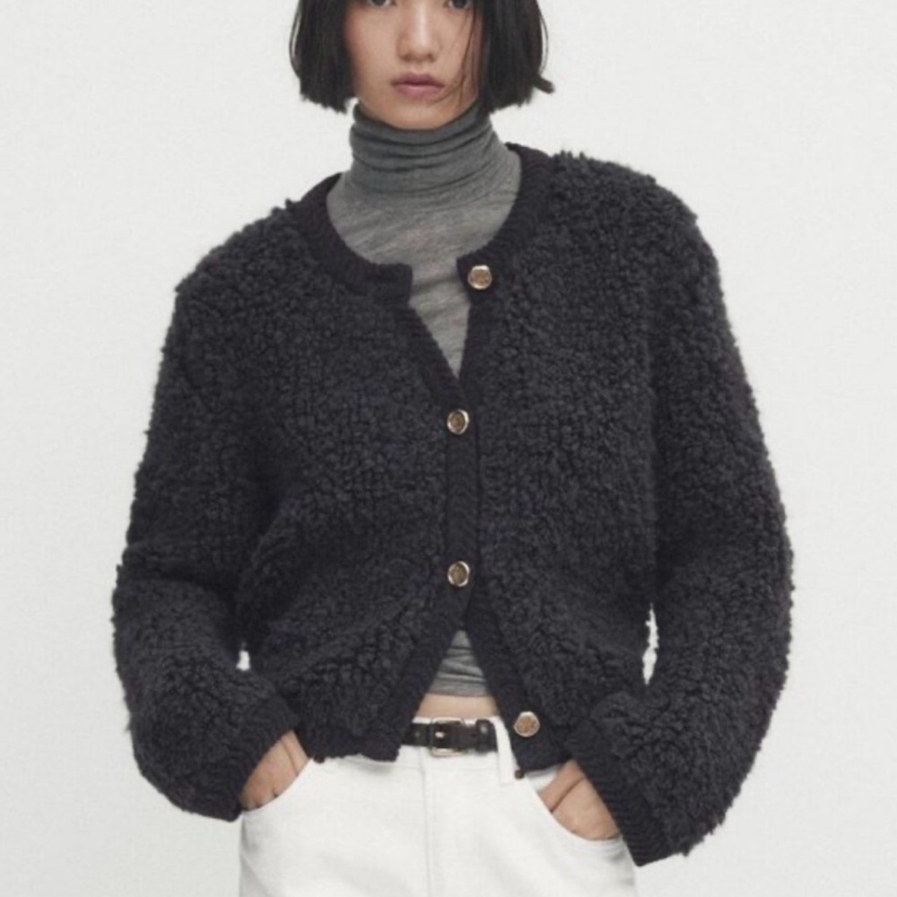 MASSIMO DUTTI BOUCLE CARDIGAN
